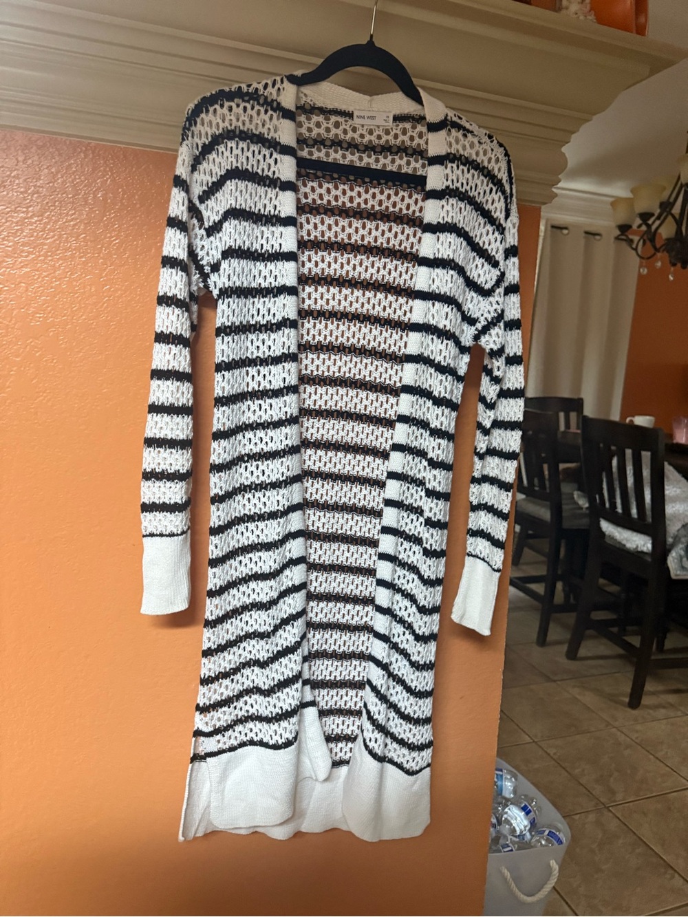 Nine West Black & White Crochet Open Cardigan - Picture 2 of 5